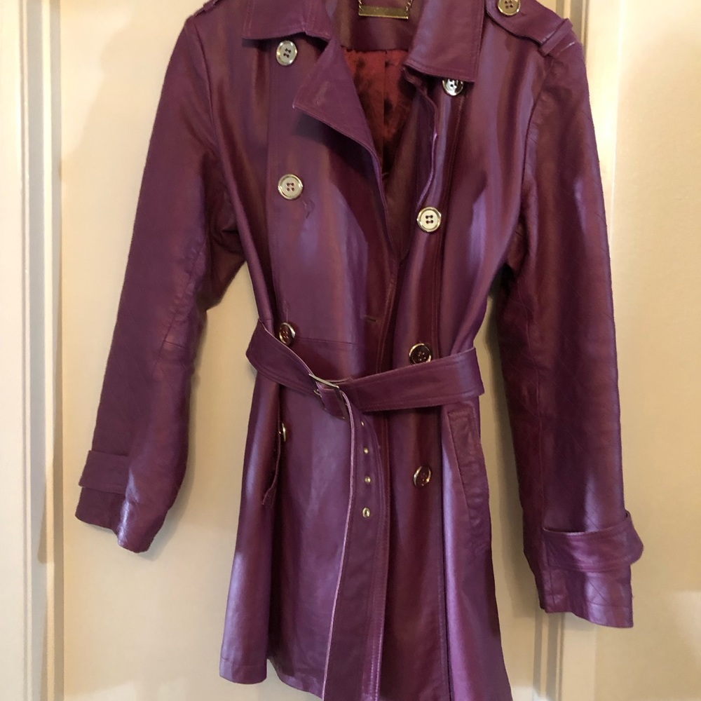 Genuine Purple Leather Jacket by Iman L Large